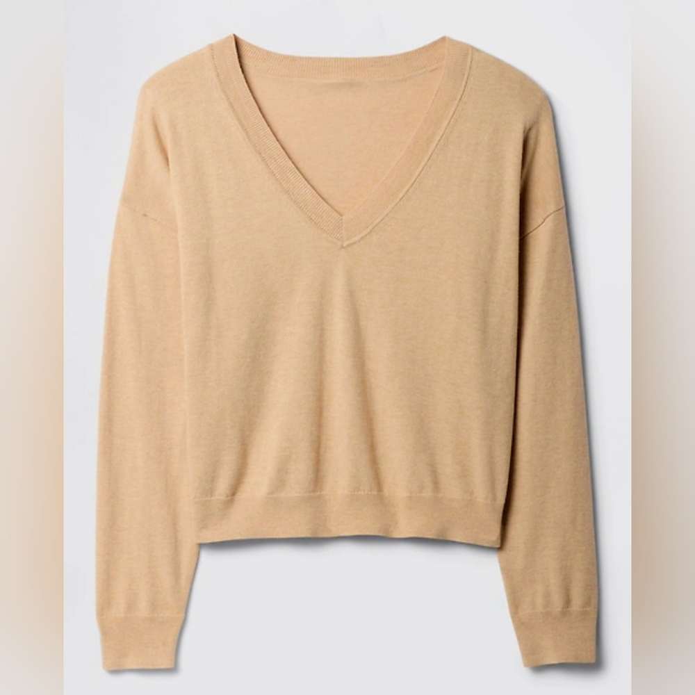 GAP Factory Women's V-Neck Sweater - Camel
